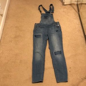 Distressed Overall Jeans